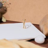 Cross Shaped With Heart and Zircon Studded Gold Ring