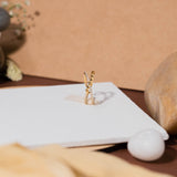 Cross Shaped With Heart and Zircon Studded Gold Ring