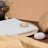 Cross Shaped With Heart and Zircon Studded Gold Ring