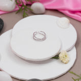 Cross Shaped With Heart and Zircon Studded White Gold Ring