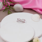 Cross Shaped With Heart and Zircon Studded White Gold Ring