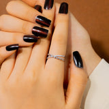 Cross Shaped With Heart and Zircon Studded White Gold Ring