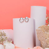 Trio Ring MOP Earrings in White Gold