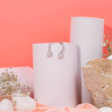 Princess cut drop Earrings in White Gold