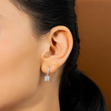 Princess cut drop Earrings in White Gold