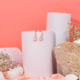 Princess cut drop Earrings in Rose Gold