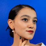 Flower Shaped Mother of pearl Earrings with pink stone in Rose Gold