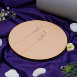 Flower Shaped Mother of pearl Earrings with pink stone in Rose Gold