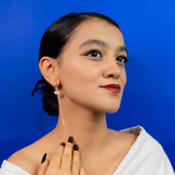 Flower Shaped Mother of pearl Earrings with pink stone in Rose Gold