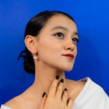 Flower Shaped Mother of pearl Earrings with pink stone in Rose Gold