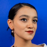 Flower Shaped Mother of pearl Earrings with pink stone in Rose Gold