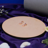 Double Heart Halo Drop Earrings in Rose Gold