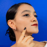 Double Heart Halo Drop Earrings in Rose Gold