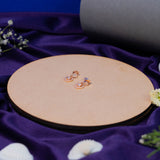 Double Heart Halo Drop Earrings in Rose Gold