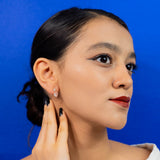 Double Heart Halo Drop Earrings in Rose Gold