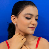 Double Heart Halo Drop Earrings in White Gold