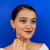 Pink Leaf Carved Tourmaline Earrings In Rose Gold