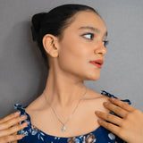 Plumeria Flower Pendant Chain in White Gold