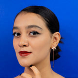 Star Shaped Pearl Drop Earrings in Rose gold