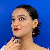 Star Shaped Pearl Drop Earrings in Rose gold