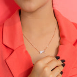 Four Leaf Flower Mother of Pearl Pendant Chain In Rose Gold