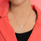 Four Leaf Flower Mother of Pearl Pendant Chain In Rose Gold