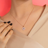 Flower Shaped Pendant Chain in Rose Gold