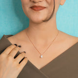 Single Pearl Pendant Chain in Rose Gold