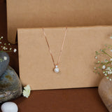 Single Pearl Pendant Chain in Rose Gold
