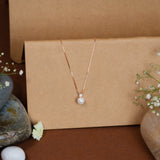 Single Pearl Pendant Chain in Rose Gold