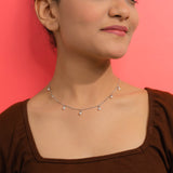 Dangling Pearls Pendant Chain in White Gold