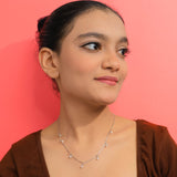 Dangling Pearls Pendant Chain in White Gold