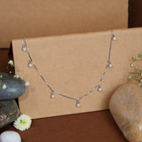 Dangling Pearls Pendant Chain in White Gold