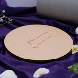 Heart Thread Earrings in Rose Gold