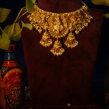 Deep Nakas Krishna With Pink Kundan Cz Short Necklace in 24kt Gold Polish