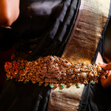 Deep Nakas Ganesha With Cz Waistbelt/Vaddanam in 24kt Gold Polish