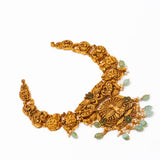 Deep Nakas With Peacock And Green Polkis Short Necklace 24kt Gold Polish