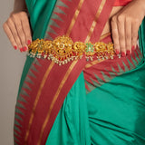 Deep Nakas Peacocks With Green Polkis Vaddanam 24kt Gold Polish