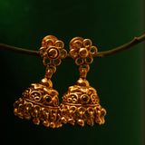 Deep Nakas Flower in 24kt Gold Plated Jhumkas