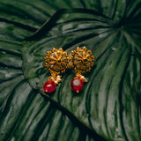 Deep Nakas Sunflower Studs in 24kt  Gold Polish