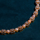 World Of Stars in Cz studded And Pearls Short Necklace With Earrings 18kt Gold Polish