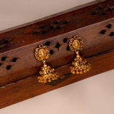 Deep Nakas Maroon Kundan Stone with Golden balls in 24kt Gold Polish  Jhumkas