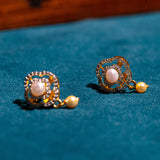 World Of Stars in Cz studded And Pearls Short Necklace With Earrings 18kt Gold Polish