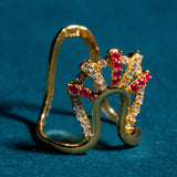 Pink And White Cz Studded Vanki Ring 18kt Gold Polish