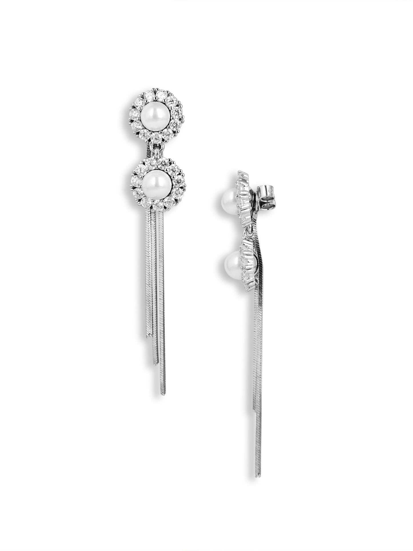 Round shape Earrings With Droplets White Gold