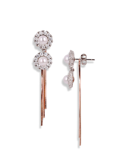 Round shape Earrings With Droplets Rose Gold