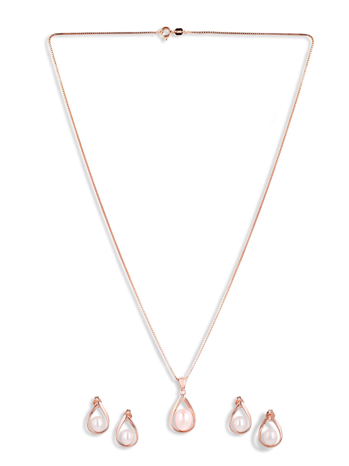 Caged pearl pendant set rose gold