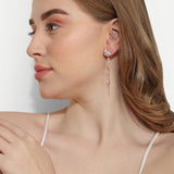 Flower Drop Earrings Set Rose Gold