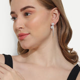 Round shape Earrings With Droplets White Gold