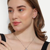 Pendant Earrings Set Sliver and Rose gold